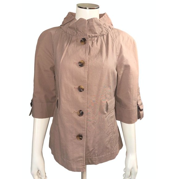 Ann Taylor LOFT Cotton Spandex Khaki Brown Casual Jacket Size 0 - Picture 14 of 14